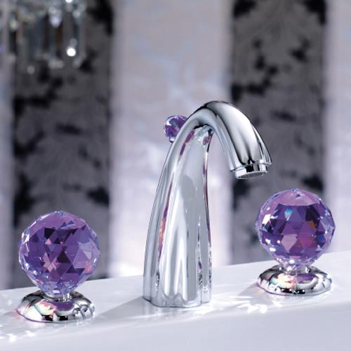 Jörger Florale Crystal 3 Delikli Lavabo Bataryası Krom Ametist - 10JOR600.30.300.000.17