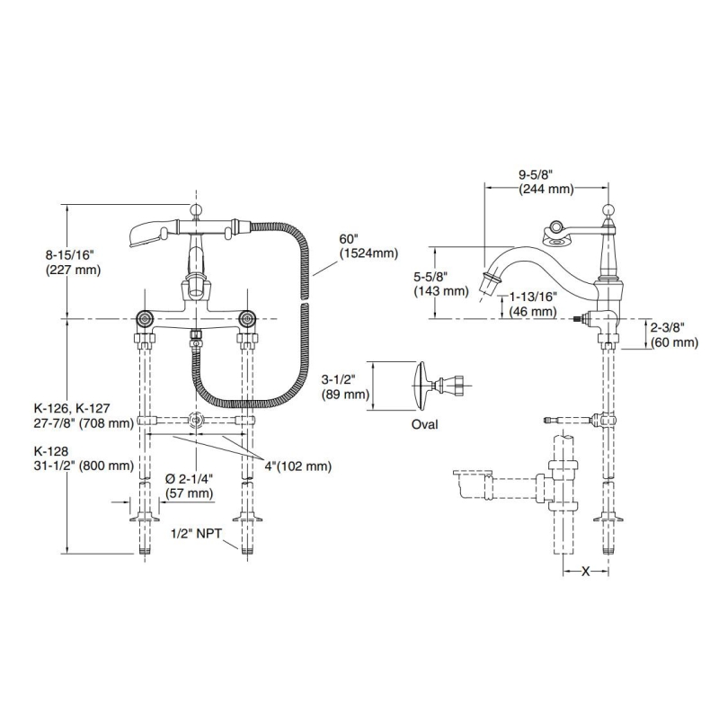 Kohler Banyo Bataryası Antique Krom & Desenli Volan - 10KOH110-9B-CP0-TAKIM