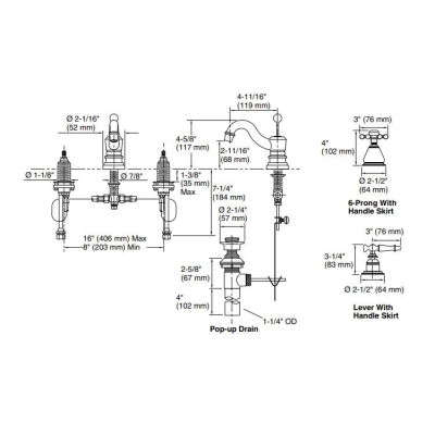 Kohler - Kohler Lavabo Bataryası Antique Krom & Badem Volan