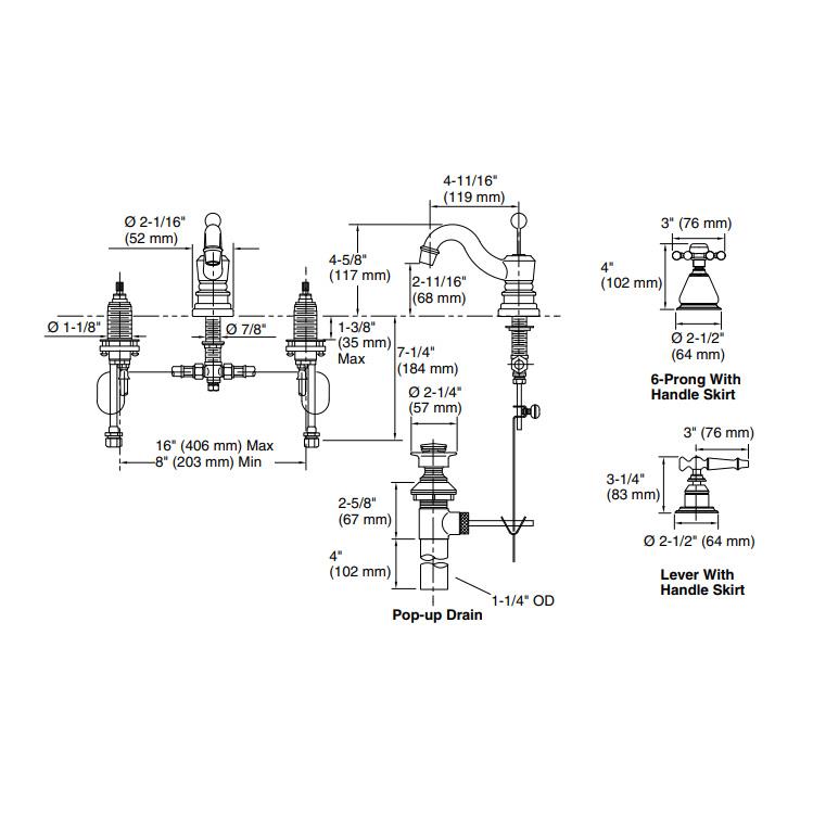 Kohler Lavabo Bataryası Antique Krom & Badem Volan - 11KOH223-4D-PB0-TAKIM