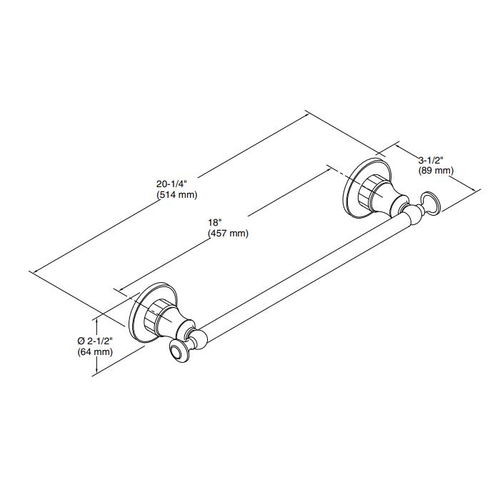 Kohler Havluluk Uzun Antique 67,3 cm, Krom - 10KOH206-CP00000