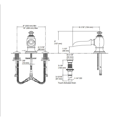 Kohler Lavabo Bataryası Artifacts Flume Design & Cross Handle - Thumbnail 10KOH72761-CP-TAKIM