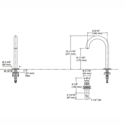 Kohler Lavabo Bataryası Components 3 Delikli ,Ombre - Thumbnail 10KOH77967-3RS-TAKIM