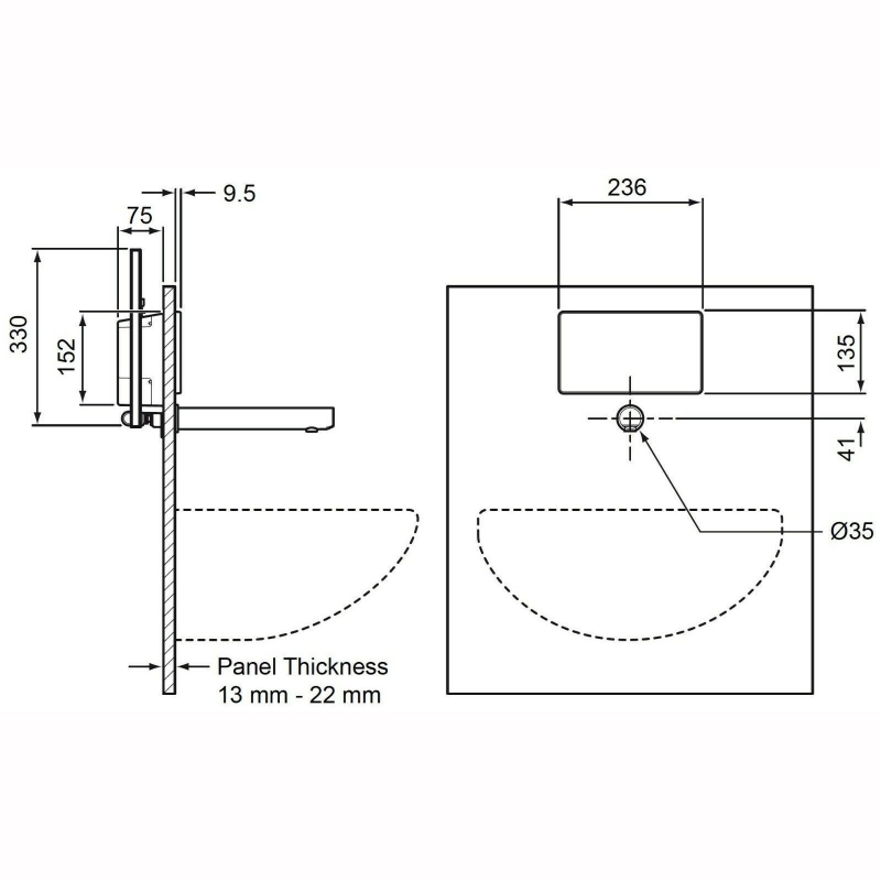 Kohler Hijyen Lavabo Bataryası Duvardan Rada Acu T3 Digital - 10KMR1.1664.002