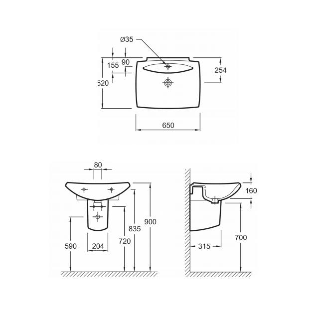 Kohler Lavabo Escale 65 x 52 cm - 10KOH19023W-000-TAKIM