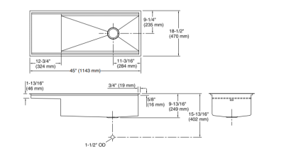 Kohler Eviye Stages Paslanmaz Çelik Profesyonel 114 cm - Thumbnail 40YUT10KOH3761-NA