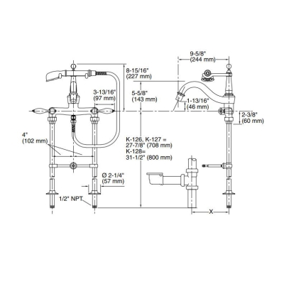 Kohler - Kohler Banyo Bataryası Finial Beyaz Porselen Volan