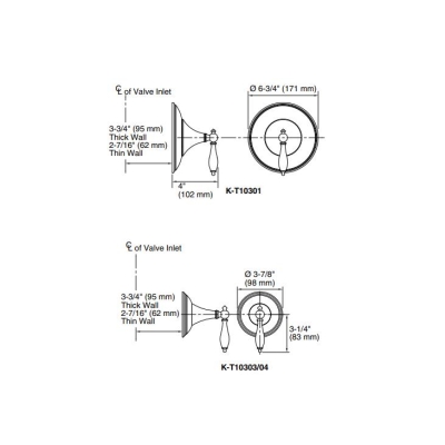 KOHLER - Kohler Gizli Taharat - Açma Kapama Valfi Ankastre Dış Kapak Finial Altın Ük