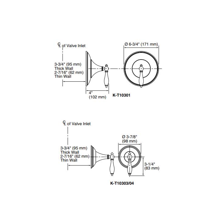 Kohler Gizli Taharat - Açma Kapama Valfi Ankastre Dış Kapak Finial Altın Ük - 10KOH-T10303-4M-AF