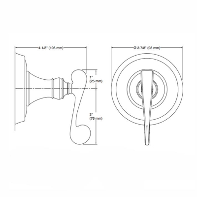 KOHLER - Kohler Gizli Taharat - Açma Kapama Valfi Ankastre Dış Kapak Revival Scroll Handle Altın Ük (1)