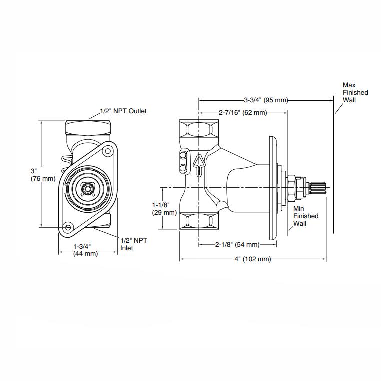 Kohler Gizli Taharat - Açma Kapama Valfi Duvar İçi Ünite 1/2 - 10KOH2974-K-NA