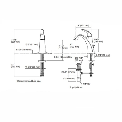 Kohler Lavabo Bataryası Alteo Tek Delikli - Thumbnail 10KOH45800-4-CP