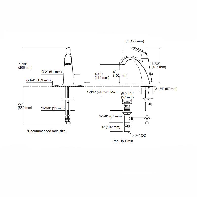 Kohler Lavabo Bataryası Alteo Tek Delikli - 10KOH45800-4-CP