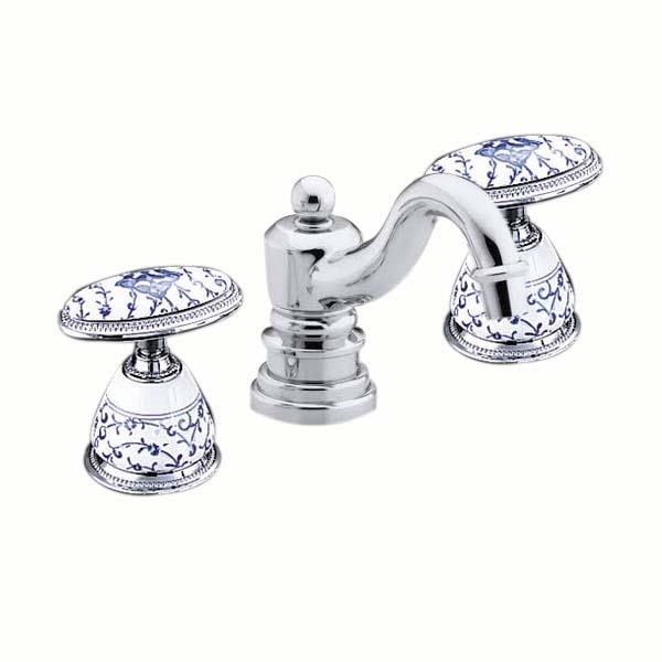 Kohler Lavabo Bataryası Ankara Desenli Porselen Volan - 10KOH280-9B-CP-TAKIM2