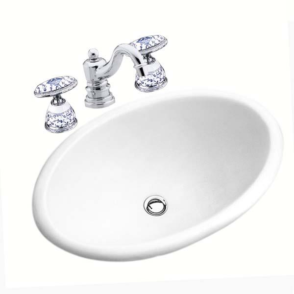 Kohler Lavabo Bataryası Ankara Desenli Porselen Volan - 10KOH280-9B-CP-TAKIM2