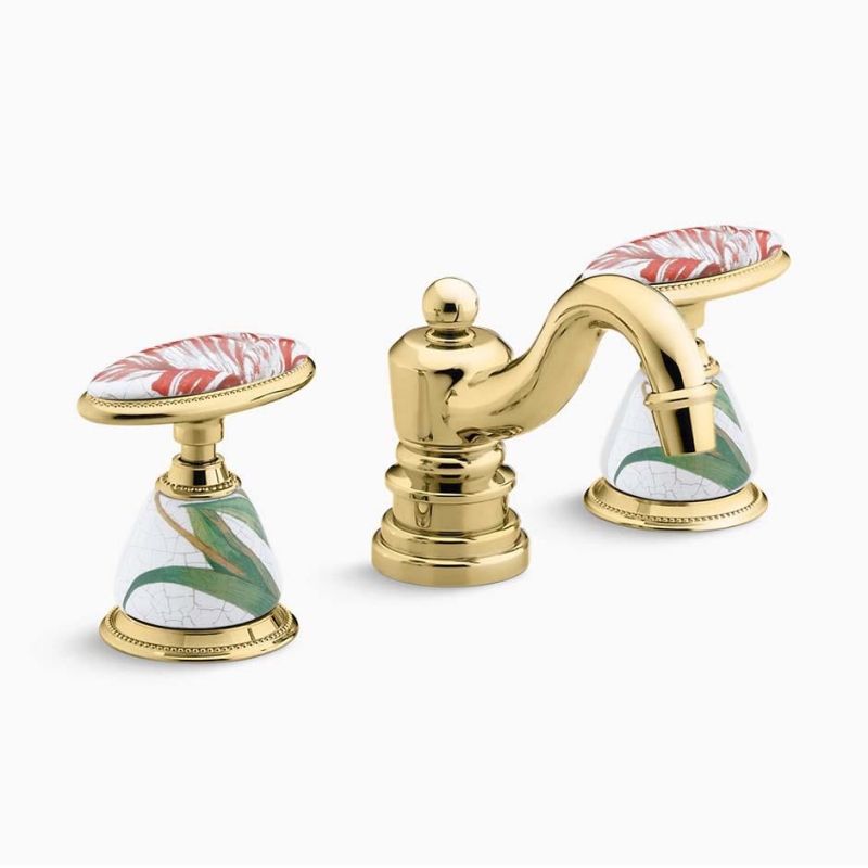 Kohler Lavabo Bataryası Antique Fables Flowers Desenli Porselen Volan - 10KOH280-9B-PB0-TAKIM