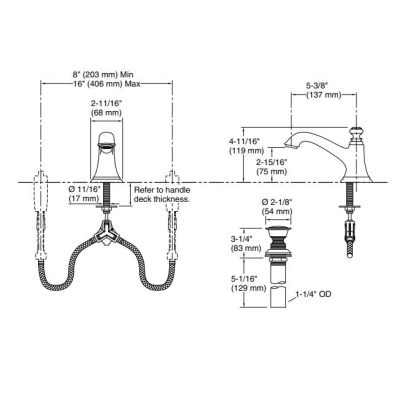 Kohler Lavabo Bataryası Artifacts Bell Design & Widespread Modern Altın - Thumbnail 10KOH72759-2MB-TAKIM