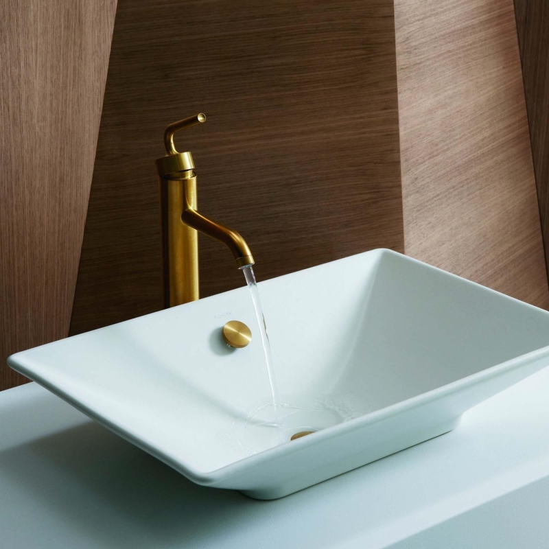 Kohler Lavabo Bataryası Çanak Purist, Brushed Bronze - 10KOH14404-4A-BV