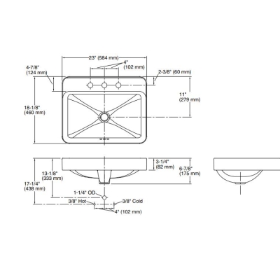 Kohler Lavabo Tezgah Üstü Üç Delikli Vox 58,4 x 465 cm - Thumbnail 10KOH2660-8-0