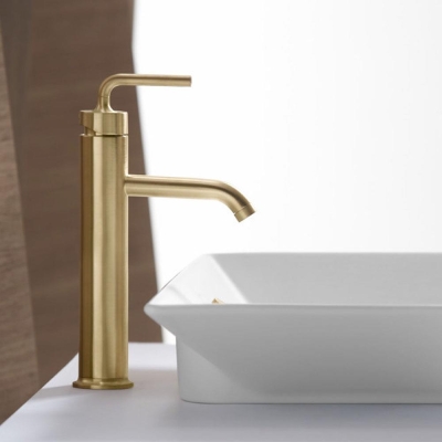 KOHLER - Kohler Lavabo Bataryası Çanak Purist, Modern Brushed Gold