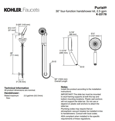 KOHLER - Kohler Purist El Duşu Takımı (1)