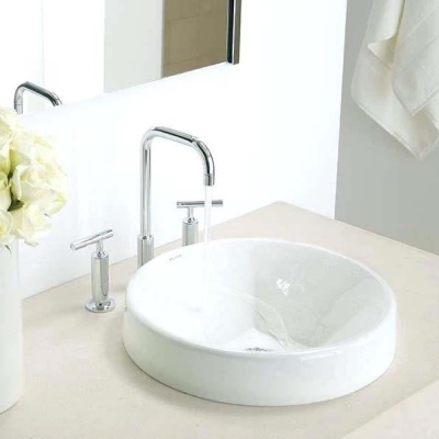 KOHLER - Kohler Lavabo Bataryası Puristic Çubuk Volan 3 Delikli Polished Krom (1)