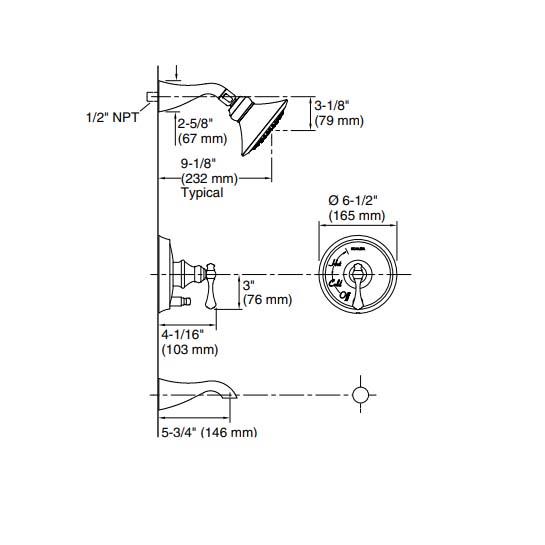 Kohler Duş Sistemi Revival Presure Balans Ankastre - Fırçalanmış Bronz - 10KOH-T16115-4-BV