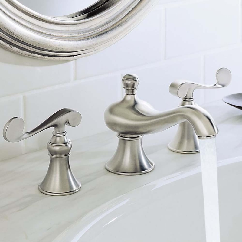 Kohler Lavabo Bataryası Revival Scroll Handle 3 Delikli Polished Krom - 10KOH16102-4-CP