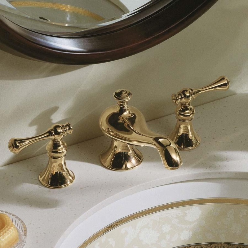 Kohler Lavabo Bataryası Revival Traditional Handle 3 Delikli Polished Brass - 10KOH16102-4A-PB