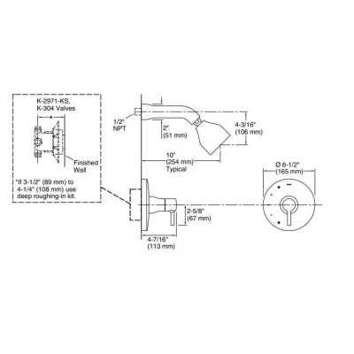 Kohler Duş Sistemi Toobi Presure Balans Ankastre - Thumbnail 10KOH-T8978-4-CP