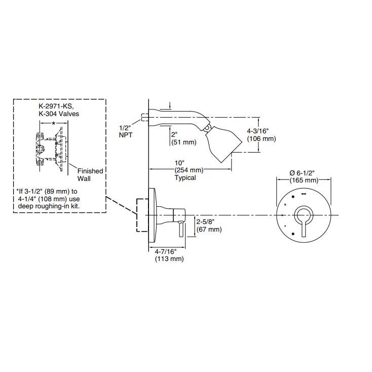 Kohler Duş Sistemi Toobi Presure Balans Ankastre - 10KOH-T8978-4-CP