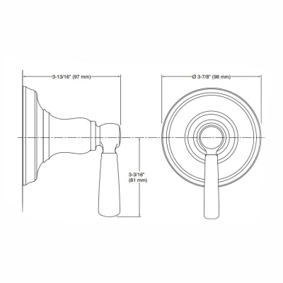 KOHLER - Kohler Transfer Valfi Ankastre Dış Kapak Bancroft Porselen Handle Altın Ük