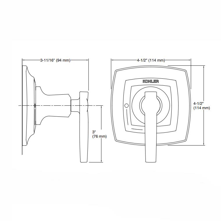 Kohler Transfer Valfi Ankastre Dış Kapak Margaux Krom - 10KOH-T16242-4-CP