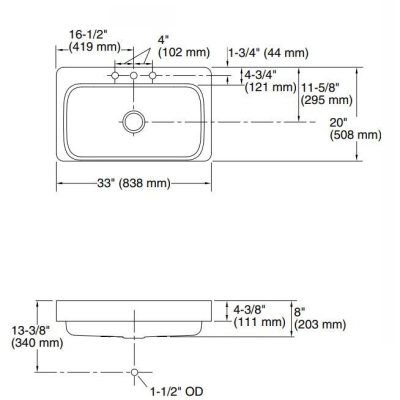 Kohler Eviye Verity Paslanmaz Çelik Tezgah Üstü 83.8 x 50.8 cm - Thumbnail 11KOH3084-3-NA0