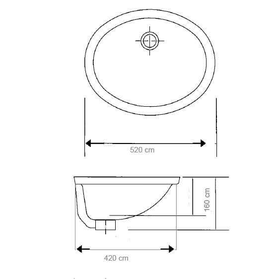 Newarc Lavabo Tezgah Altı Oval 42 x 52 cm - 20NEWARC2025