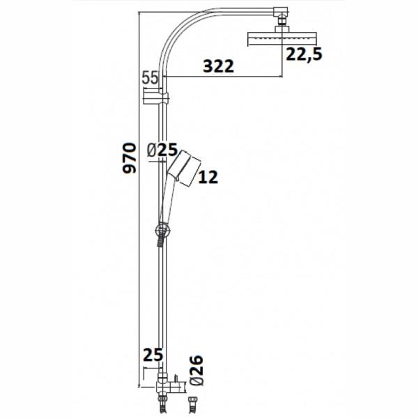 NSK Duş Sistemi Tempera Square Bataryasız Krom N2921302 - 20NSKN2921302