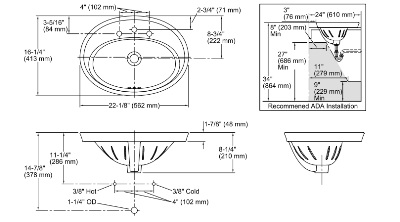 Kohler Lavabo Tezgah Üstü Serif Oval - Thumbnail 10KOH2075-8-0