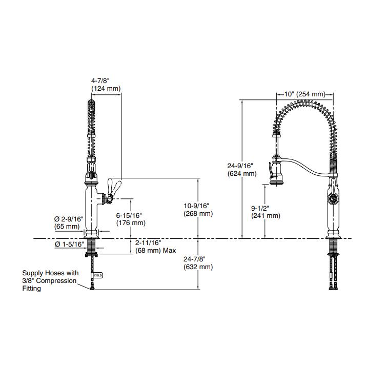 Kohler Eviye Bataryası Tournant Profesyonel , Krom - 10KOH77515-CP