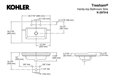 Kohler Lavabo Takımı Tresham Banyo Dolabı - Thumbnail 10KOH-TRESHAM