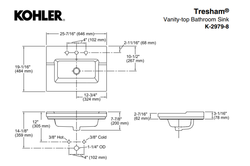 Kohler Lavabo Takımı Tresham Banyo Dolabı - 10KOH-TRESHAM