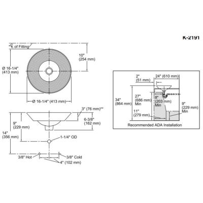 Kohler Lavabo Çanak Turnings - Thumbnail 10KOH2191D-G-00