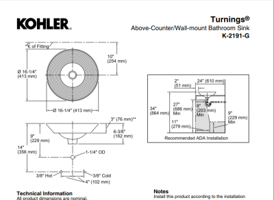 Kohler Lavabo Turnings Çanak Oil-Rubbed Bronze - Thumbnail 10KOH2191-7